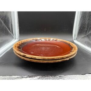 Hull Pottery Mirror Brown Drip Glaze Dinner Plates Set of 2 Oven Proof Vintage